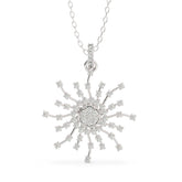 14K White Gold Diamond Round Necklace
